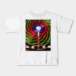 Colorful Abstract lights on a fair ride at night in Kansas. Kids T-Shirt